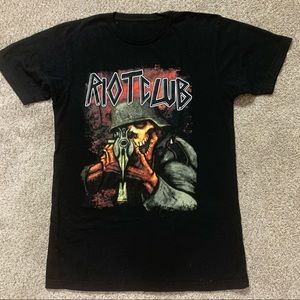 RIOT CLUB Black SKELETON Soldier GUN SHOOTING Graphic T-SHIRT Tee